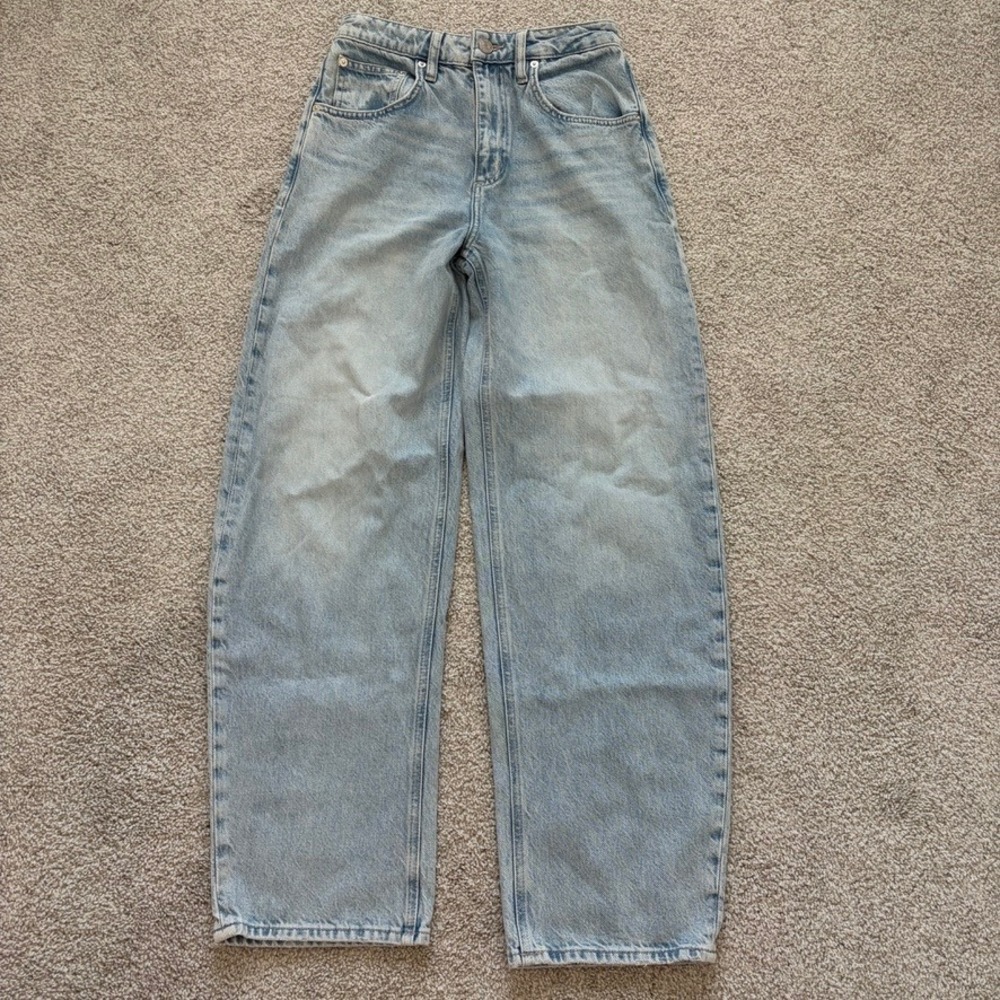 FRAME Long Barrel Jeans Womens 24 Light Wash Baggy Relaxed Retro Wide Leg